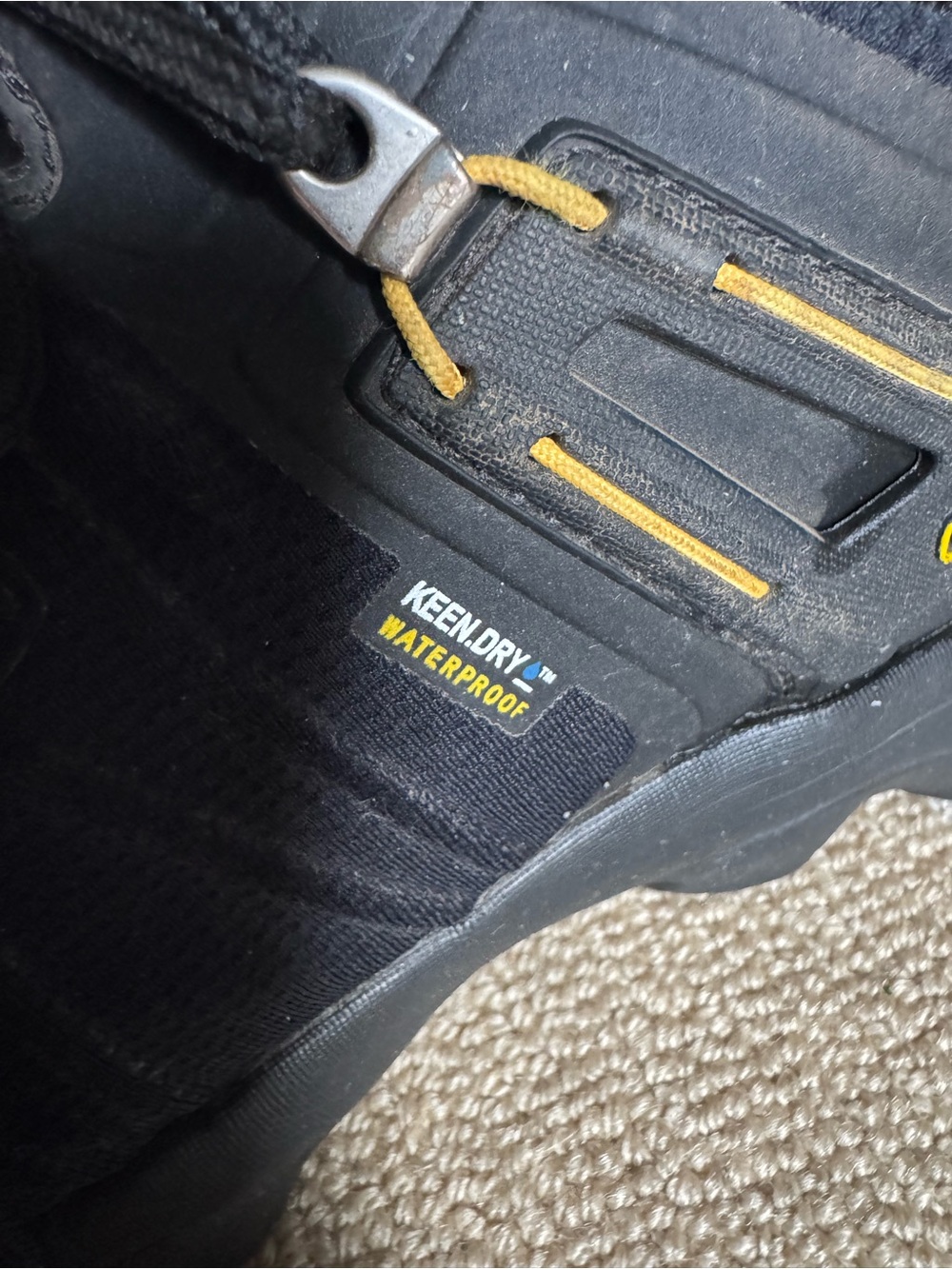 KEEN Venture Waterproof Hiking Trail Shoes Black Yellow Size 13 - Picture 8 of 15